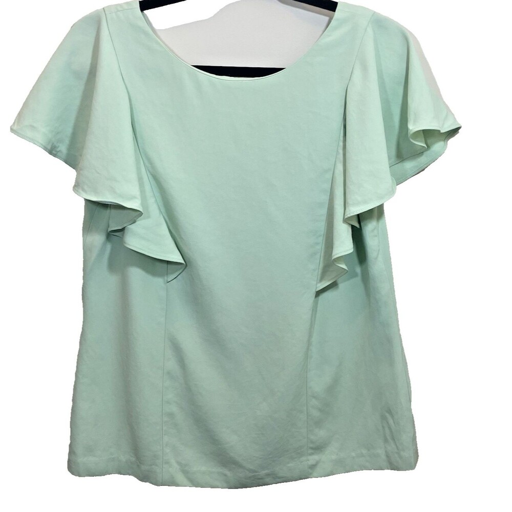 Banana Republic Mint Green Flutter Sleeve Blouse Top zipper back Career Work 8